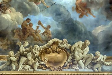 Versailles Paris, Fransa - 30 Aralık: Onu tavan resminde