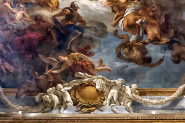 Versailles Paris, Fransa - 30 Aralık: Onu tavan resminde