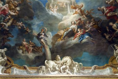 Versailles Paris, Fransa - 30 Aralık: Onu tavan resminde