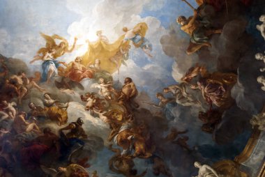 Versailles Paris, Fransa - 30 Aralık: Onu tavan resminde