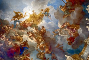 Versailles Paris, Fransa - 30 Aralık: Onu tavan resminde