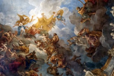 Versailles Paris, Fransa - 30 Aralık: Onu tavan resminde
