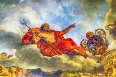 Versailles Paris, Fransa - 30 Aralık: Onu tavan resminde