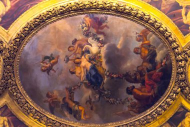 Versailles Paris, Fransa - 30 Aralık: Onu tavan resminde