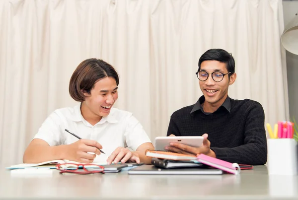 Teenage Boy Studying With Home Tutor — Stock Photo, Image