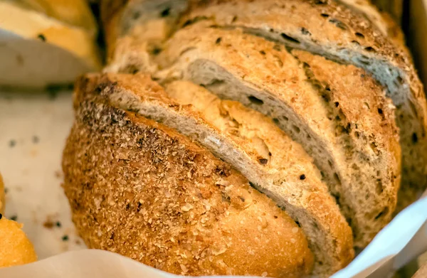 Closeup pile of wheat bread for breakfas — Stock Photo, Image