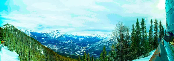 Panoramablick Auf Die Stadt Banff Und Die Umliegenden Berge Vom — Stockfoto