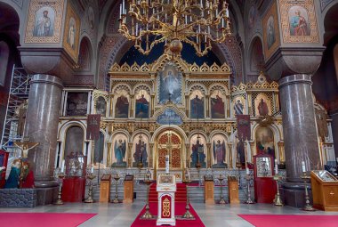 Helsinki, Finlandiya - 27 Ekim 2019: Uspenski Cathe manzarası