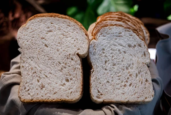 Gros Tas Pain Blé Pour Petit Déjeuner — Photo