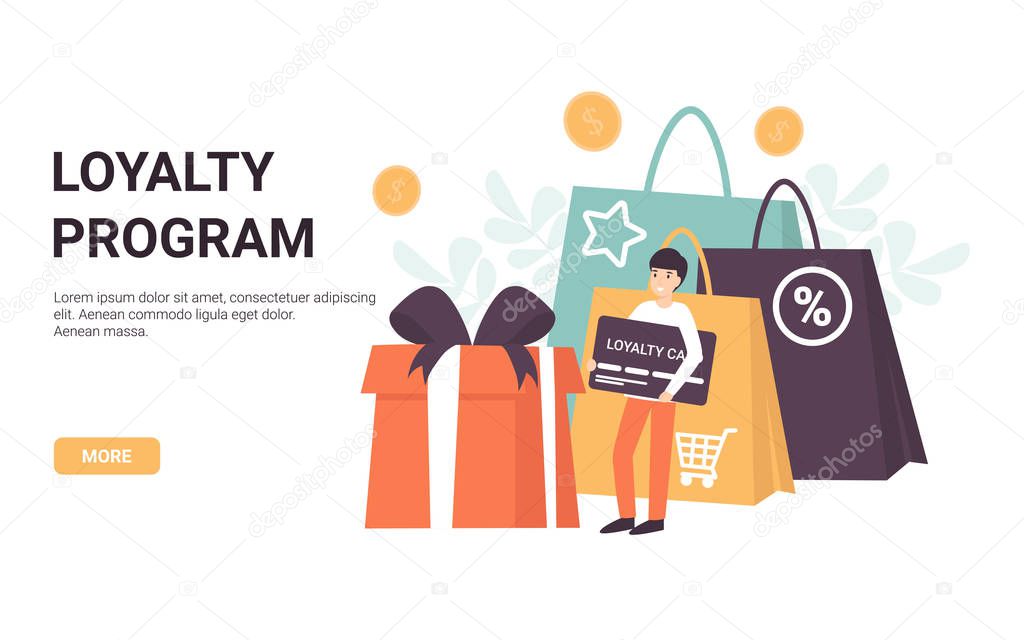 loyalty program, gift, bags, man with card