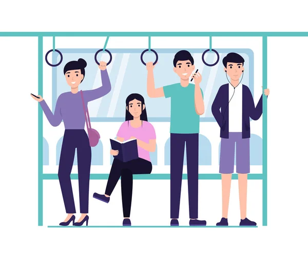 People ride the subway — Stock Vector