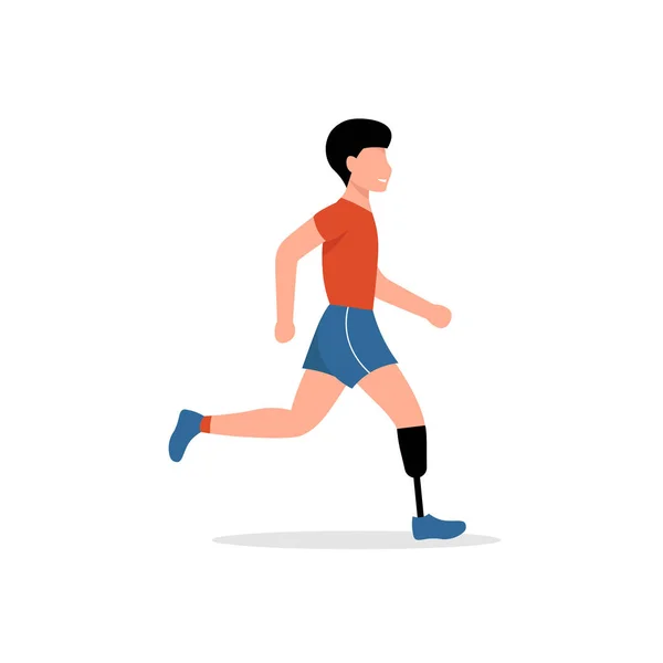 Correndo homem com prótese perna —  Vetores de Stock