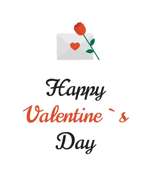 Valentines day card, letter and rose — 스톡 벡터