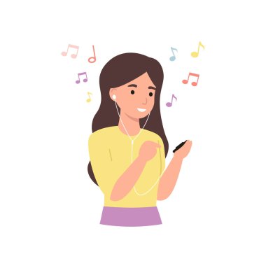 Kız mp3 dinliyor.