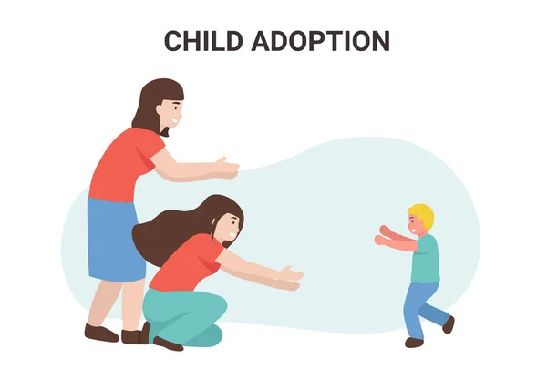 Female family adopted a child — Stock Vector