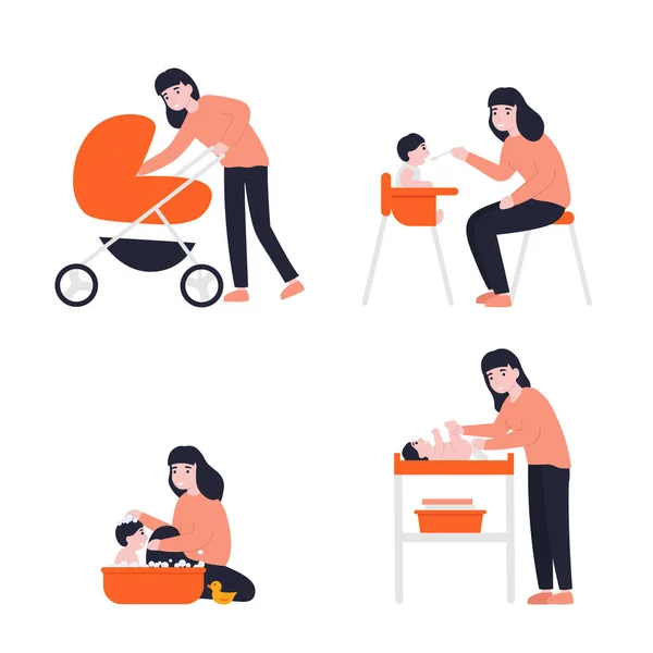 Ensemble, concepts maman et bébé — Image vectorielle