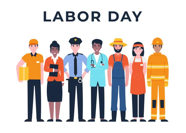 Día Internacional Del Trabajo Establecer Personajes Personas Profesiones Importantes Reales — Vector de stock