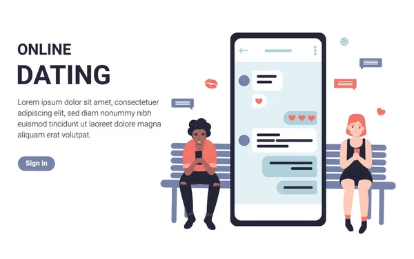 Persone Che Chattano Con Altro Applicazione Telefonica Design Moderno Illustrazione — Vettoriale Stock