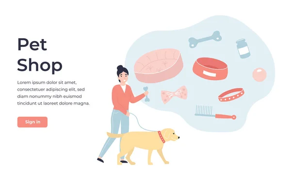 Toko Concept Pet Shop Online Gambar Modern Vektor Datar Untuk - Stok Vektor