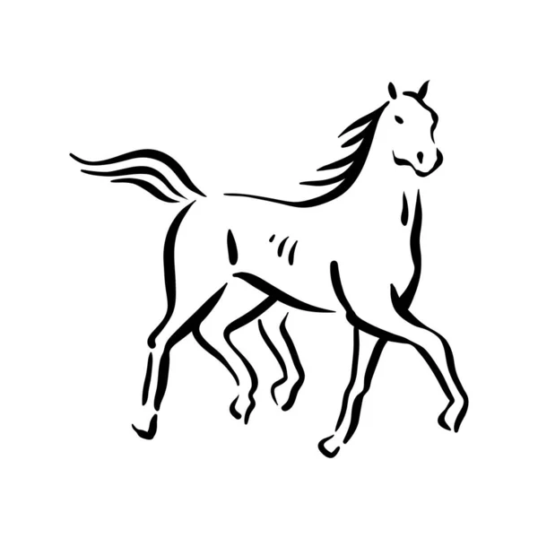 Symbol koně – ilustrace černá na bílém pozadí — Stockový vektor