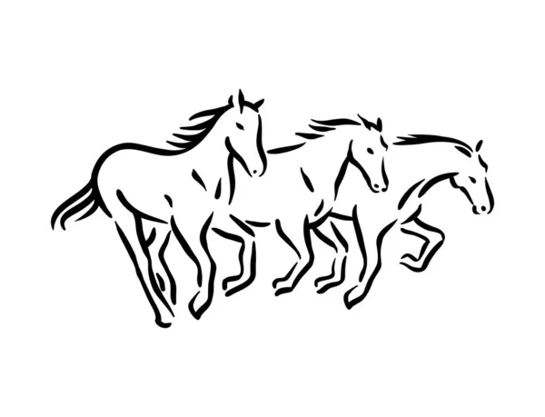 Illustration symbole cheval noir sur fond blanc — Image vectorielle