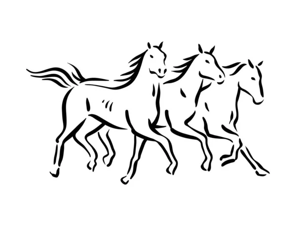Häst symbol illustration svart på vit bakgrund — Stock vektor
