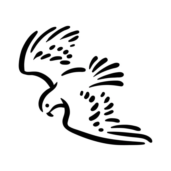 Fågellinje siluett handritad illustration för logotyp — Stock vektor