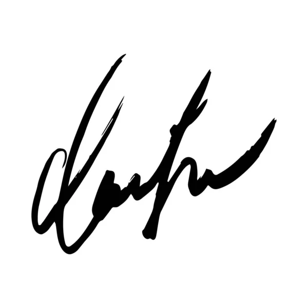 Nečitelný text podpisu rukopisu na bílém pozadí — Stockový vektor