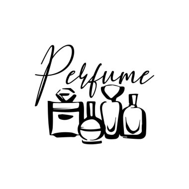 Beyaz arka planda parfüm şişesi taslağı