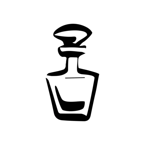 Perfume fragrância garrafa esboço no fundo branco — Vetor de Stock