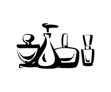 Beyaz arka planda parfüm şişesi taslağı