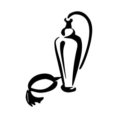 Beyaz arka planda parfüm şişesi taslağı