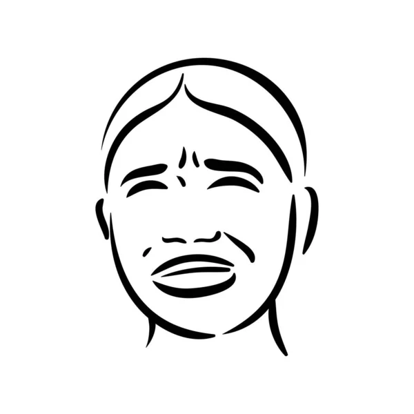 Pláč smutná žena tvář ikona na bílém pozadí — Stockový vektor