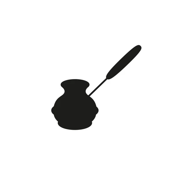 Icono de café cezve negro sobre fondo blanco — Vector de stock