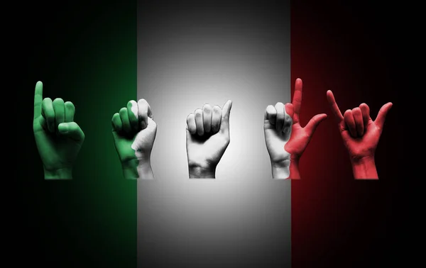 Ord som er italiensk over det italienske flagget – stockfoto