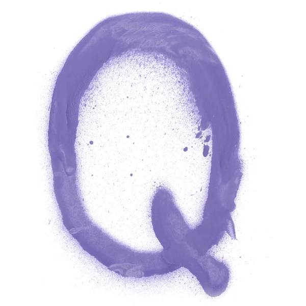 白色背景上孤立的紫色水彩字母 — 图库照片