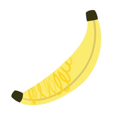 Beyaz arkaplanda izole edilmiş düz biçimli muz simgesi.