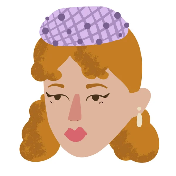 Kvinna Ansikte Med Hatt Ikon Illustration Design — Stockfoto