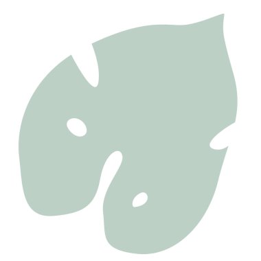 Modern illüstrasyon, beyaz arkaplanda izole edilmiş yeşil tropikal yaprak