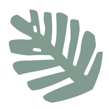 Modern illüstrasyon, beyaz arkaplanda izole edilmiş yeşil tropikal yaprak