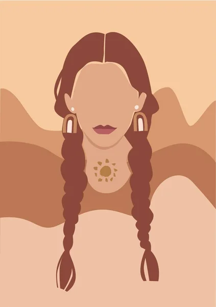 modern illustration of woman with braided hair and earrings