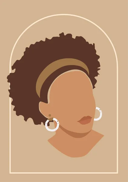 Ilustración Moderna Mujer Con Peinado Afro Pendientes —  Fotos de Stock