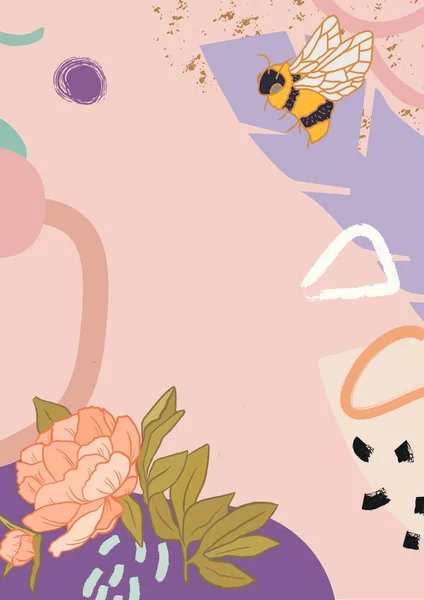 Цветная Иллюстрация Фоне Пчелы Цветов — стоковое фото