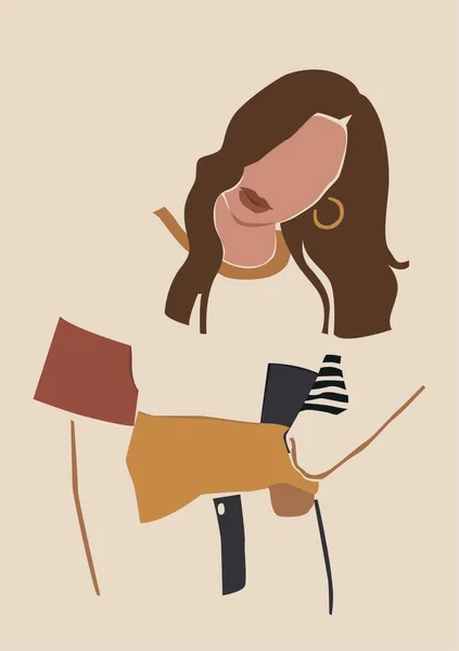 Modern Illustration Woman Sweater Earring — Stock Photo, Image