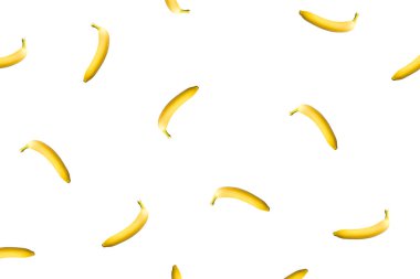 Beyaz arkaplanda izole edilmiş muz deseni.