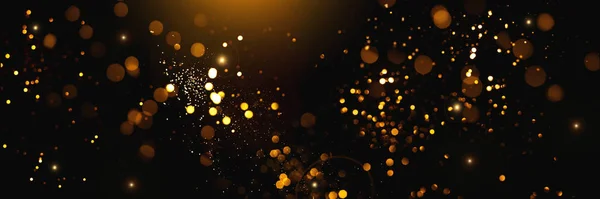 Golden abstrakt bokeh på svart bakgrund. — Stockfoto