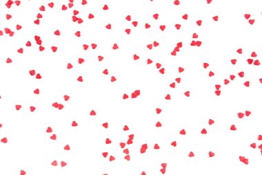 Kırmızı kalpli beyaz arka plan. Sevgililer Günü konsepti.