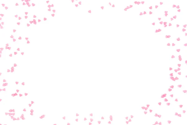 Білий фон з рожевими серцями. Поняття Валентина. — стокове фото