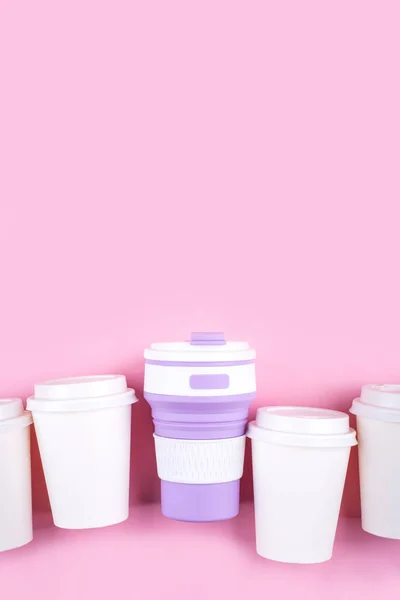 Reusable coffee cup vs disposable cups.