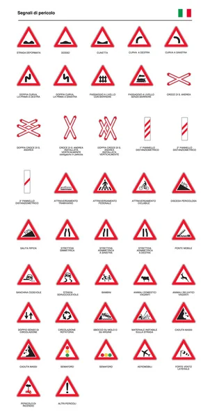 Italienska trafiken varningsskyltar — Stock vektor
